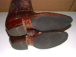 Vintage JUSTIN Mens BROWN Iguana LIZARD SKIN Leather Cowboy WESTERN 