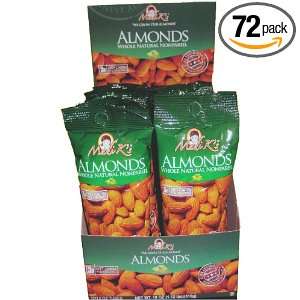 Madi Ks Whole Natural Almonds, 1.5 Ounce Tubes (Pack of 72)  