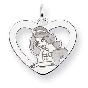  Sterling Silver Disney Jasmine Heart Charm Jewelry