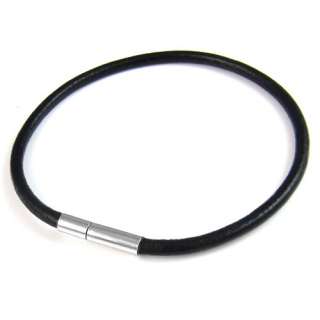 Mens Womens Black Genuine Leather Cord Bracelet Chain 7.5 / 8 