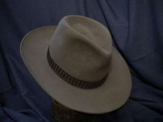 Vintage John B. Stetson Western Hat with Leather Hatband, Tan  