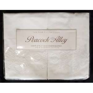  Alley Luxury Linens Set of 2 White Hand Embroidered Floral King 