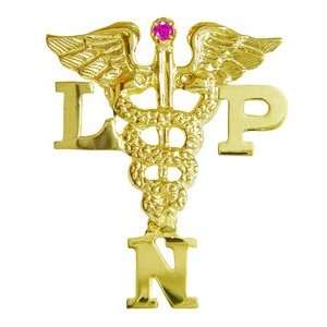  NursingPin   LPN Graduation Nursing Pin with Ruby in 14K 