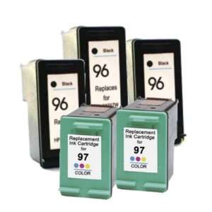  5 pack HP 96 + HP 97 Compatible Remanufactured 3 Black/2 