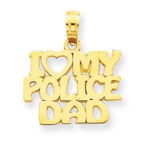  14k Gold I Love My Police Dad Pendant Jewelry