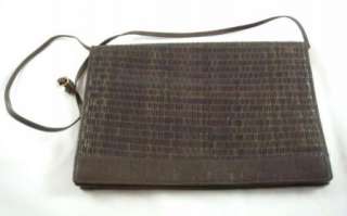   Brown Womens Woven Leather Italian Fendi Portfolio Convertable Clutch
