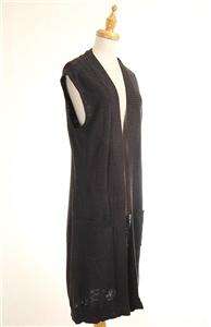 NEW AUTH Karl Lagerfeld Long Knit Vest Cotten Blends Cardigan Black 46 