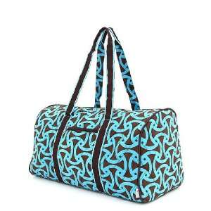  Large Quilted Retro Design Duffle Bag   Blue/Brown 