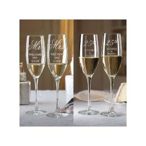 Personalized Wedding or Anniversary Champagne Flutes  