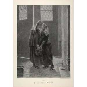  1895 Abschied Parting Kiss Lovers German Engraving 