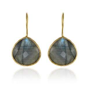   Drop Earrings With Bezel Set Semiprecious Stone Earrings Labradorite
