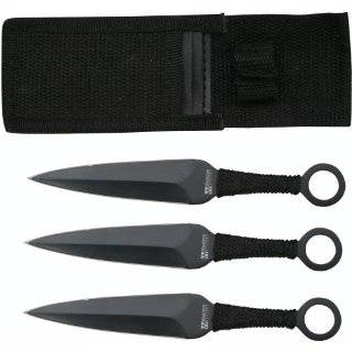 Set 3 Ninja Stealth Black Ninja Knives with Nylon Case