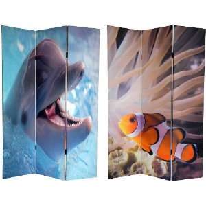  6 ft. Tall Double Sided Dolphin and Clownfish Room Divider 