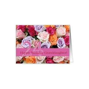 24th birthday Granddaughter, colorful rose bouquet Card 