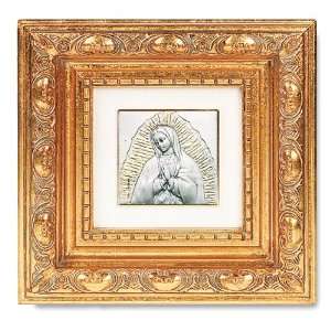  Silver Our Lady of Guadalupe Mary Gold Framed Artwork Catholic 