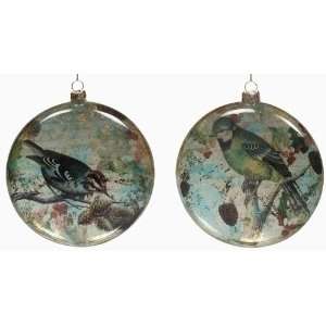  Merry Little Christmas Decoupage Glass Bird Ornaments