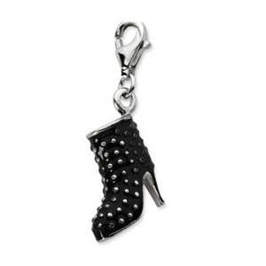   Sterling Silver Enamel High Heel Boot W/Lobster Clasp Charm: Jewelry