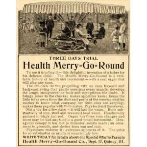 1908 Ad Health Merry Go Round Swing Quincy Organ Toy   Original Print 