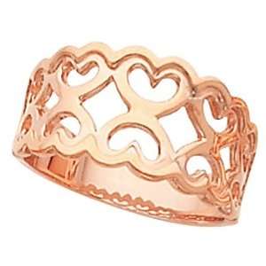  14K Rose Gold Heart Motif Band Jewelry