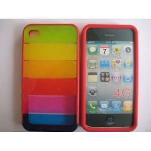   Designer Colorful Stripe Red Back Case Cover for iphone 4G: Everything