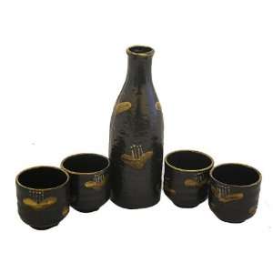  Glazed Ceramic 5 Pcs Japanese Sake Set