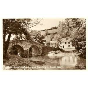   Malmsmead Bridge and Lorna Doone Farm in Doone Valley England UK
