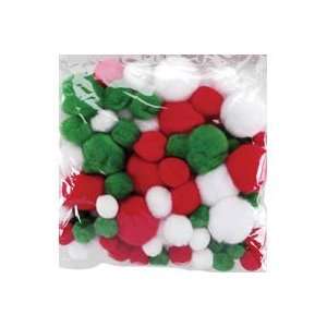  Darice Pom Poms Christmas White/Green/Red Assorted 100pc 
