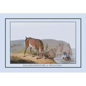  Sailors Shooting Wild Stag 20x30 poster