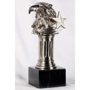   Silver and Pewter Bald Eagle Head And Bust Statue