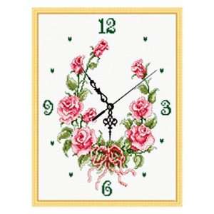  Pink Rose clock Cross stitch Kit: Arts, Crafts & Sewing