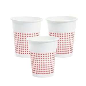  Red Gingham Disposable Cups   Tableware & Party Cups 