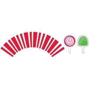  Candy Cane Stripe Cupcake Wrappers & Picks (12) Party 