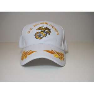  Us Marine Corps Baseball Hat Cap White Adj. Velcro Back 