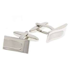   cufflinks with brushed and polished wave design with presentation box