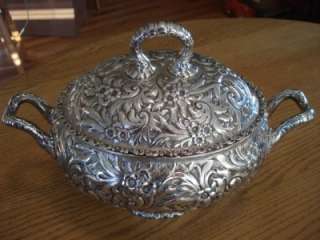 MAGNIFICENT*STERLING SILVER* SOUP TUREEN DISH*BOWLHAND CHASED*REPOUSSE 