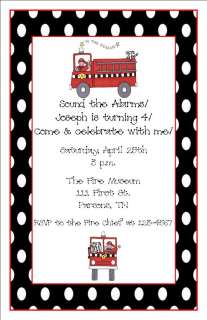 Personalized Firetruck Birthday Party Baby Shower Invitations  