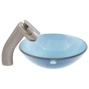  Geyser Arctic Bathroom Glass Vessel Sink and Brushed Nickel Cobra 
