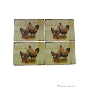   New Set 4 Rooster Country Kitchen Corkboard Placemats