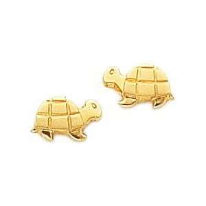  14K Yellow Gold Mini Turtle Stud Earrings Jewelry: Jewelry