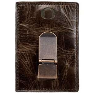  Fossil Oregon Ducks Brown Distressed Leather Card Holder 