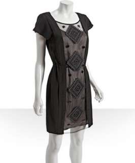 Frock by Tracy Reese black silk embellished mesh front Gretchen 