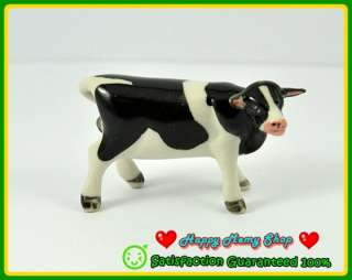 Miniature Figurine Ceramic Farm Animal Statue Black/White Ox,Cow Farm 
