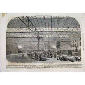1861 Victoria Railway Station Pimlico Trains Steam Old  