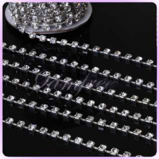 10 yard Clear Crystal Rhinestone Diamante Silver Chain 4.3mmx4mm Craft 