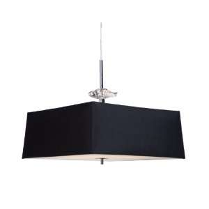 Modern Contemporary Pendant Light In Polished Chrome With Black Fiber 