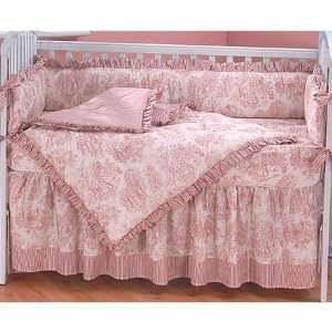  Pink Creme Toile 4 Piece Crib Bedding Set: Baby