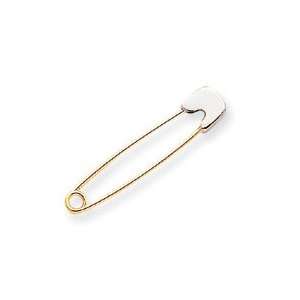  14k Two tone Gold Safety Pin Charm Holder Jewelry