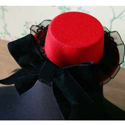 Mini Top Hat Burlesque Moulin Rouge Red Fascinator EMO  