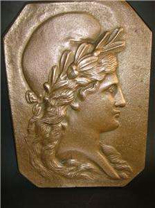 Antique Art Nouveau Cast Bronze Greek Goddess Plaque C.1910  