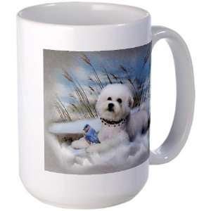 Bichon Frise A Winter Day Pets Large Mug by 